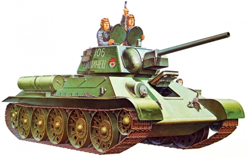 35059   Т.     Советский танк Т-34/76 .1943 г. и 2 фигуры