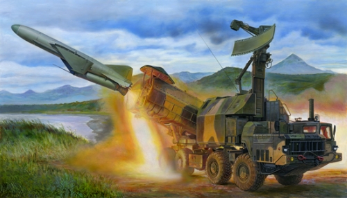 01035     Тр.    Советский береговой ракетный комплекс  4 К51 "РУБЕЖ" С ракетой П-15.