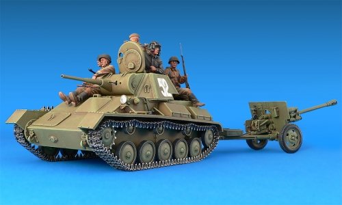 35056    Mi.   Советский танк Т-70М с пушкой ЗИС-3 и экипажем 5 фигур.
