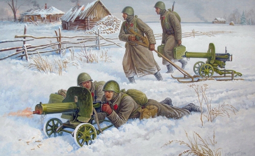 6220  З.  Советский пулемет " Максим " с расчетом в зимней форме 1941-43 г. (4 шт)