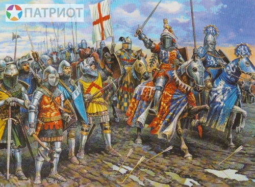 8044  З.   Английские рыцари 100-летней войны  XIV - XV вв. (всадники 12 шт, пехота 21 шт)