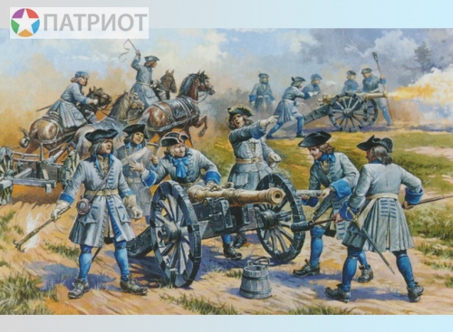 8066  З.   Шведская артиллерия Карла XII.  XVII - XVIII вв. (пушек 5 шт, лошади 8 шт, пехота 33 шт)