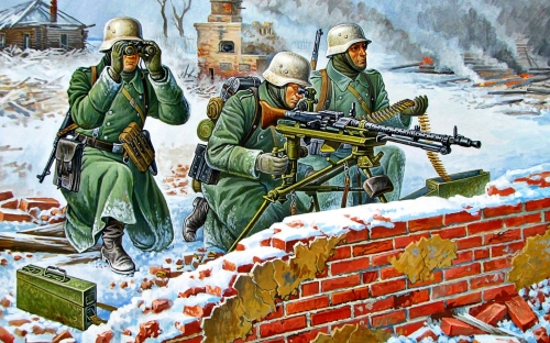 6210  З.   Немецкий пулемет " MG-34 " с расчетом (3 шт) в зимней форме 1941-1945 г.