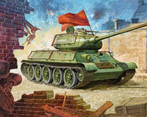 6266    Д.    Советский танк Т-34/85 (образца 1944 года, завода № 183 "УТЗ", с экранами)