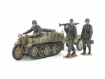 35029   Т.  Немецкий гусеничный мотоцикл Kettenkraftrad с прицепом и 3 фигуры