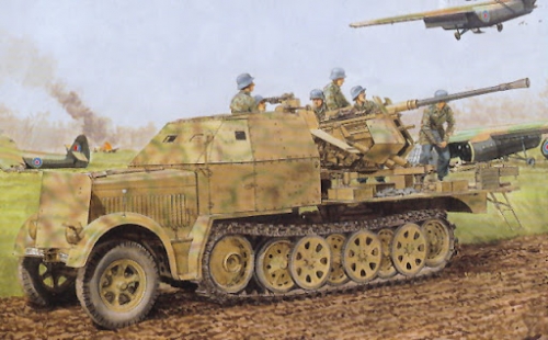 6542     Д.    Немецкий тягач Sd.Kfz.7/2 8t Half-track 3,7 см Flak37 AA Gun
